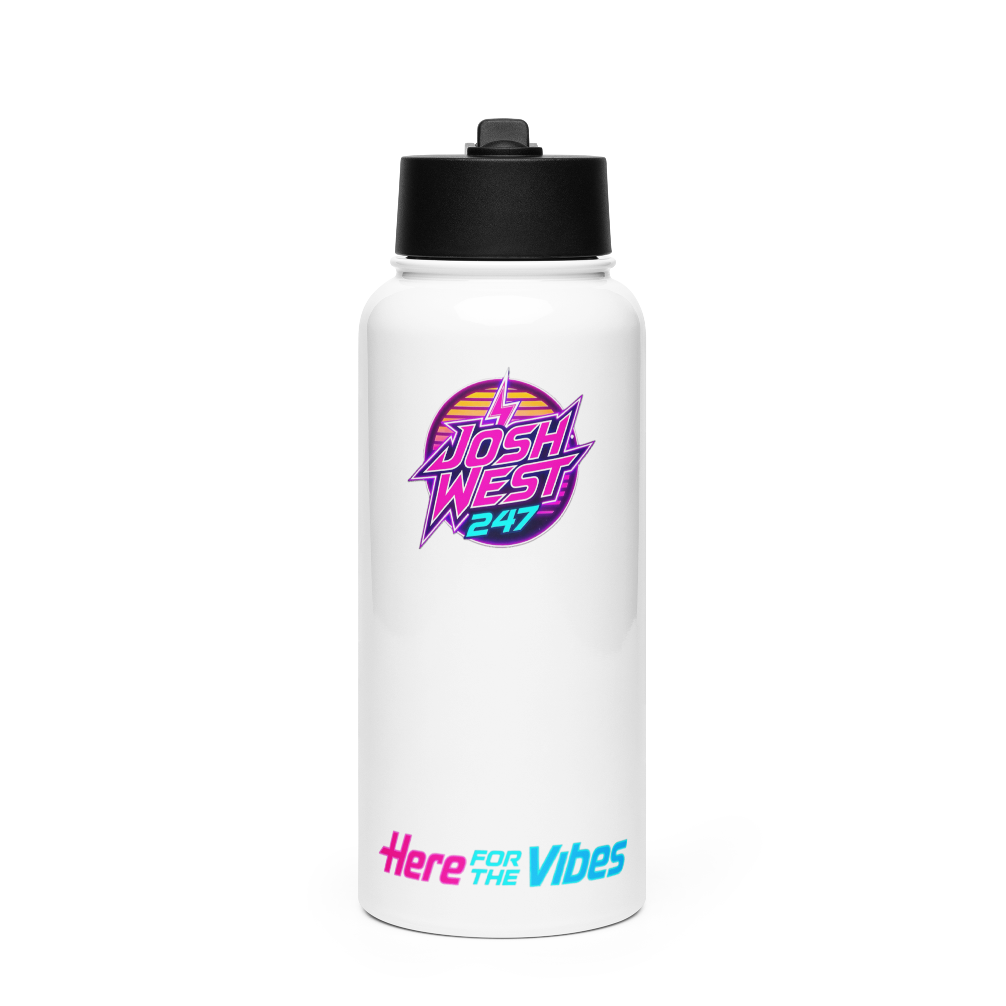 JoshWest247 Stainless Steel Water Bottle - "Here For The Vibes"