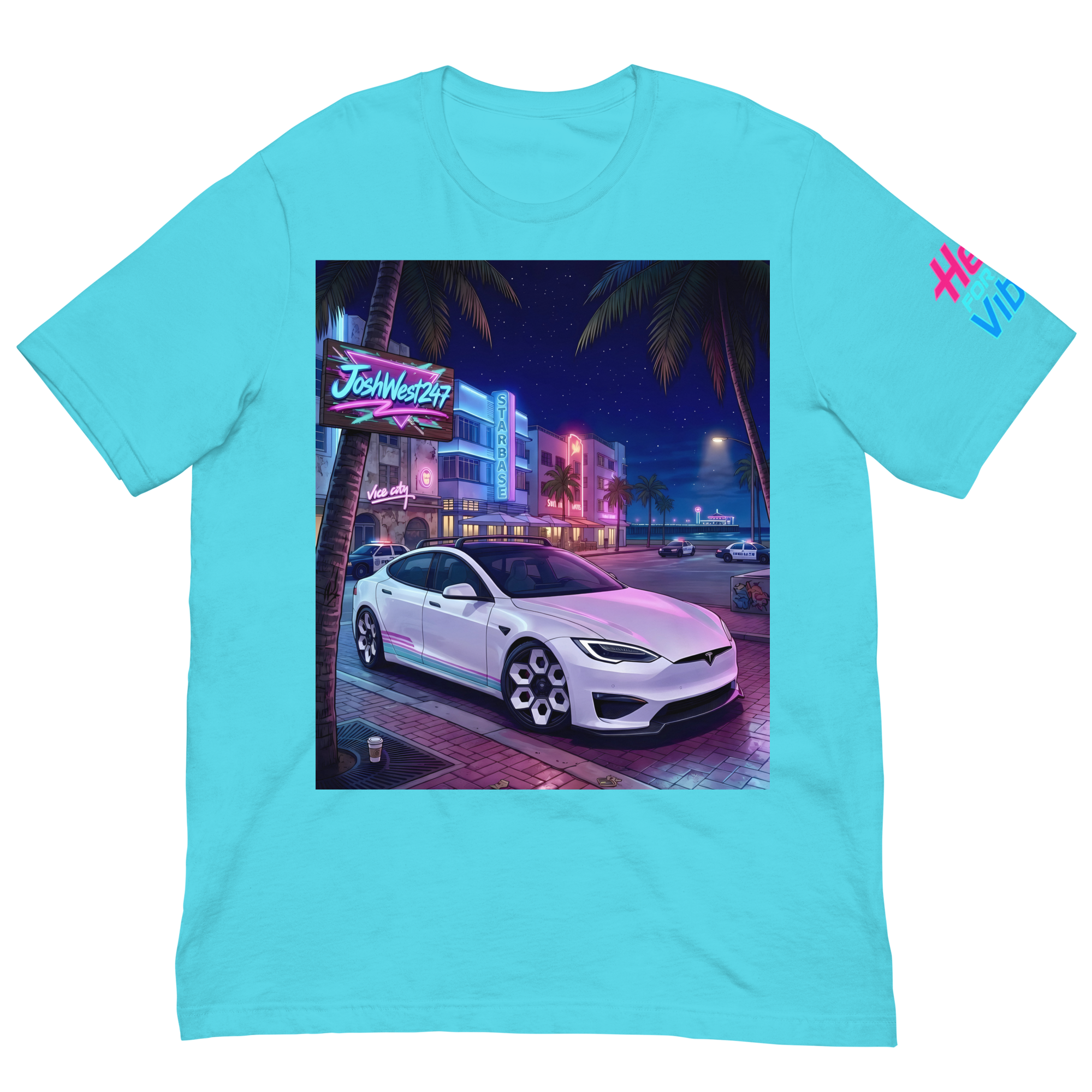 Rad Adventure Plaid T-Shirt - "Nightrun" (Cyan Blue)