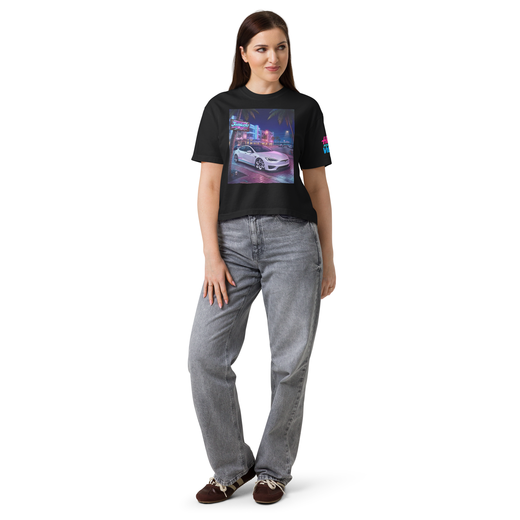 Women’s Rad Adventure Plaid Ultra-Premium Boxy Tee "Night Run"